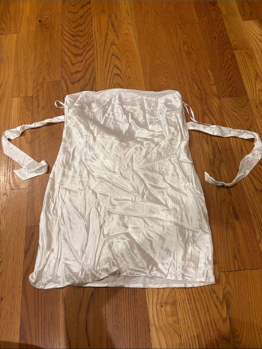For Love & Lemons Ivory Satin Slip Dress with Side Ties